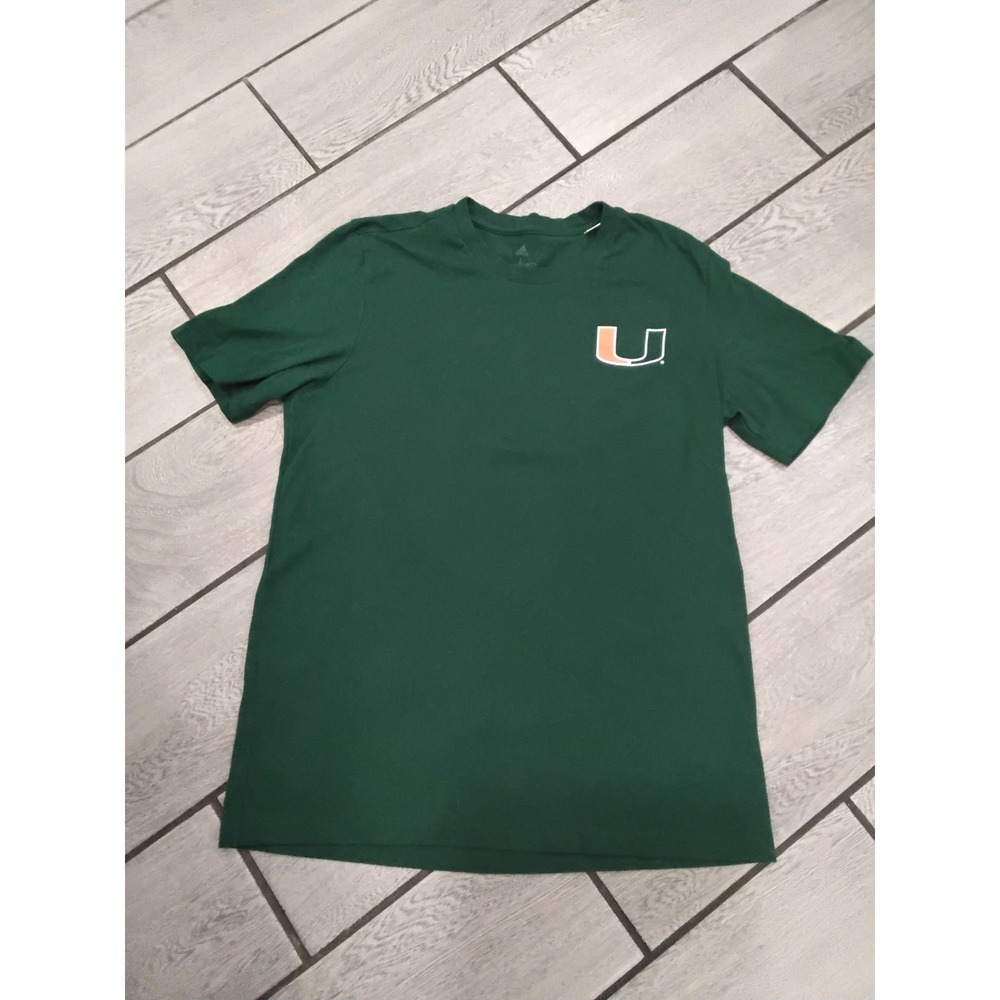 Adidas Miami Hurricanes T Shirt Mens Large Green NCAA HG0736 Short Sleeve Tee